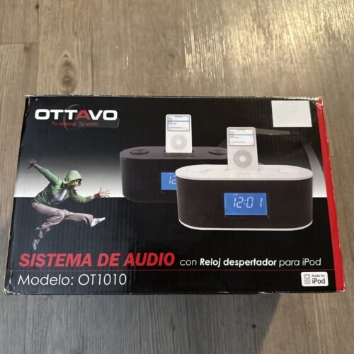 Ipod 30 Pin Docking Station Stereo System & Alarm With Remote New OTTAVO White