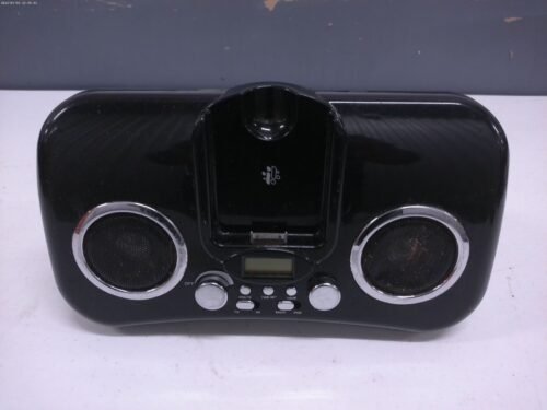 iPod Dock Clock Radio with FM/AM Alarm – Black Portable Speaker