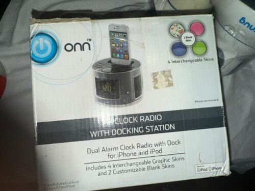 iPod iPhone Docking Station, Alarm Clock Radio With Charging ONN ONA13AV501