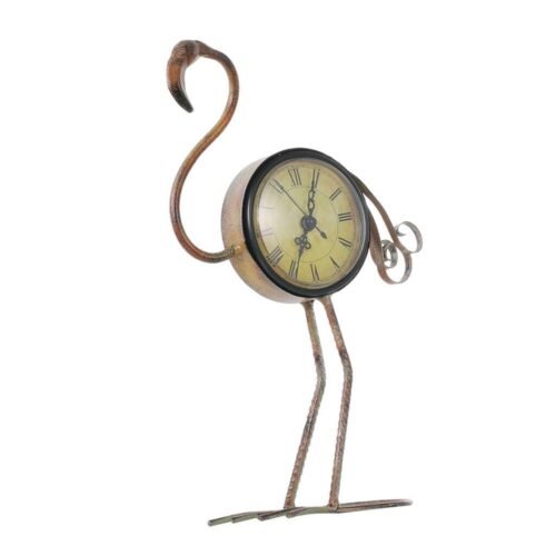 Iron Animal Figurine Clock Vintage Metal Mute Table Clock