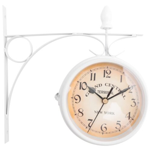 Iron Round Wall Hanging Sided Two Retro Station Clock Round8277