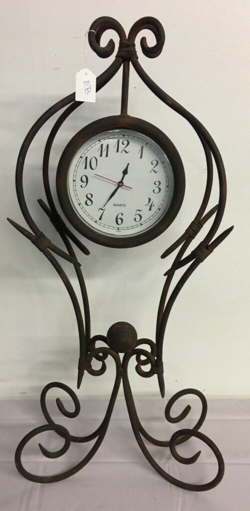 Iron Table Mantel Clock 31''h vintage scroll wrought