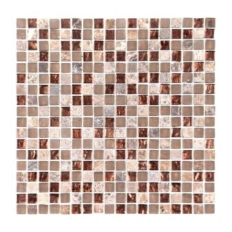 Italian Fossil Foil Brown 11.75 in. x 11.75 in. Square Glass and