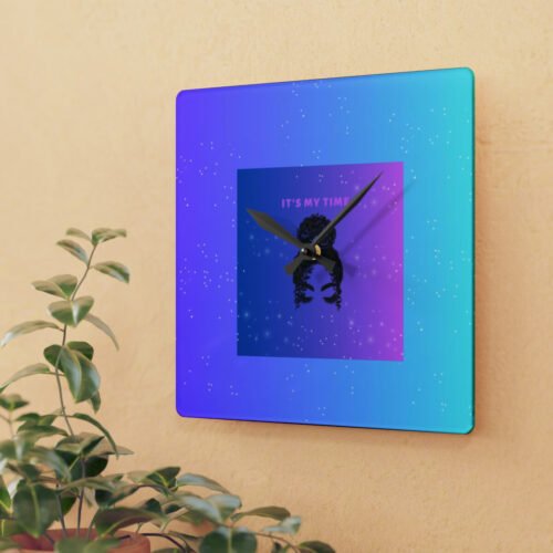 IT'S MY TIME Square Wall Clock - African American Girl Wall Clock