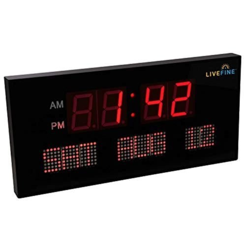 Ivation 22" Large Digital Clock, LED Digital Wall Clock with Calendar, Red