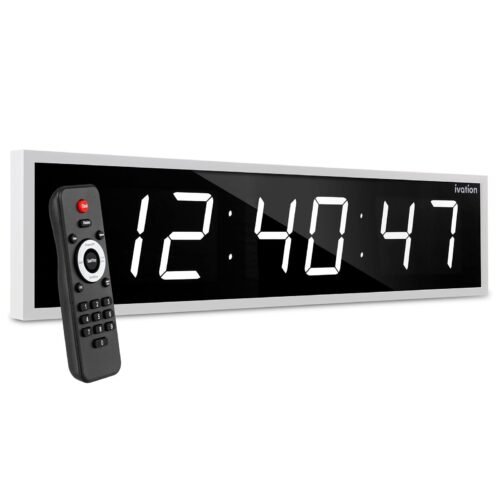 Ivation 36" Large Digital Wall Clock, LED Digital Clock W/Timer & Alarm, White