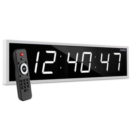 Ivation Wall Clocks 36" Large Digital LED Plastic Rectangle Electronic White