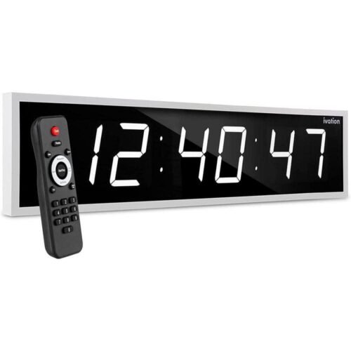 Ivation Wall Clocks 48" Large Digital LED w/Stopwatch Alarms Timer in White