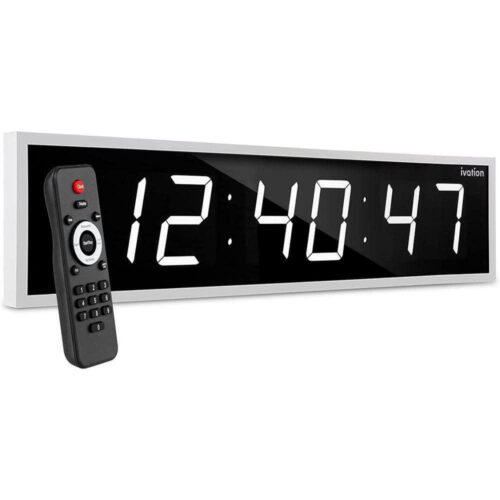 Ivation Wall Clocks 48" Large Digital LED w/Stopwatch Alarms Timer in White