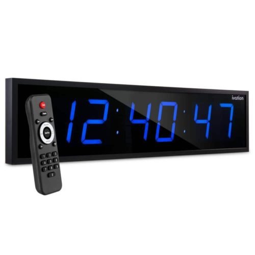 Ivation Wall Clocks Built-in Holes LED Digital Electronic Rectangle Blue W/Alarm