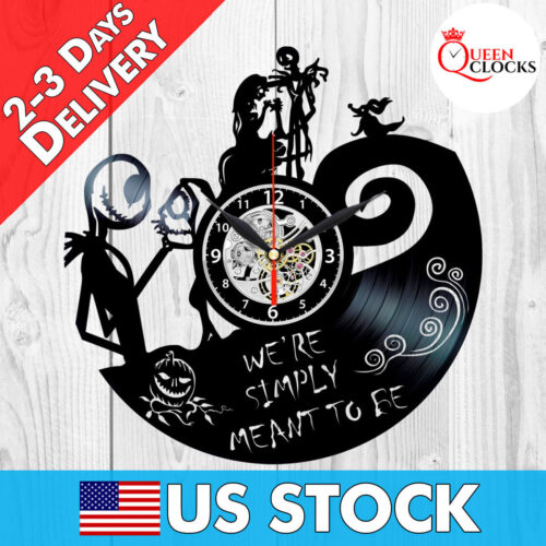Jack Skellington Clock Sally Nightmare Before Christmas Vinyl Record Wall Gifts image