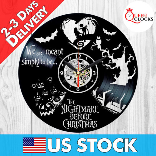 Jack Skellington Nightmare Before Christmas Vinyl Record Wall Clock Gifts Decor detail