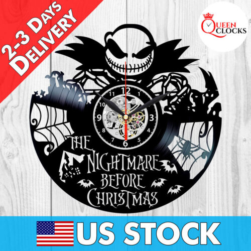 Jack Skellington Nightmare Before Christmas Vinyl Record Wall Clock Gifts Decor reference photo