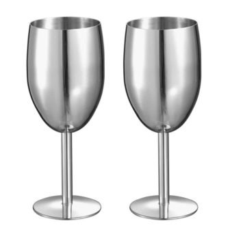 Jacqueline 8 oz. Stainless Steel Champagne Glass (Set of 2)