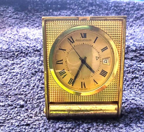 ✨️JAEGER-LECOULTRE✨️ TRAVEL GOLD PLATED MANUAL WIND ALARM CLOCK 11016.71