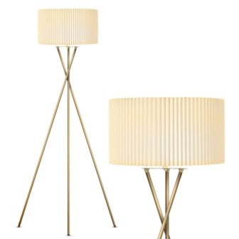 Jaxon 60 in. Antique Brass Tripod 1 Light Super Bright LED Midcentury Modern