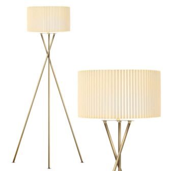 Jaxon 60 in. Antique Brass Tripod 1-Light Super Bright LED Midcentury Modern...