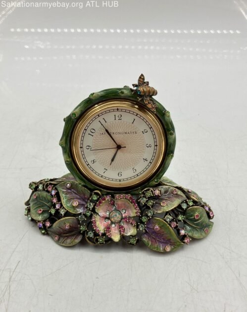 JAY STRONGWATER FLORAL MANTLE CLOCK NEEDS BATTERY