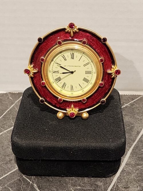 Jay Strongwater Red Enamel Swarovski Crystal 4" Clock