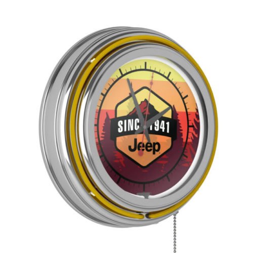 Jeep Neon Wall Clocks Analog with Pull Chain