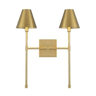 Jefferson 16 in. W x 20 in. H 2-Light Warm Brass Wall...