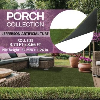 Jefferson 3.74 ft. x 8.66 ft. Green Artificial Grass