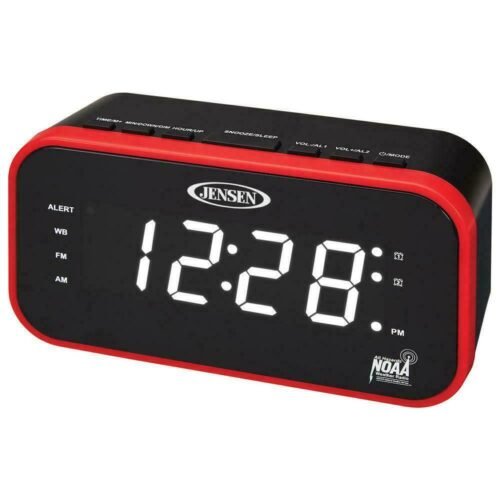 Jensen AM/FM Clock Radio | NOAA Weather Alerts | JEP-150