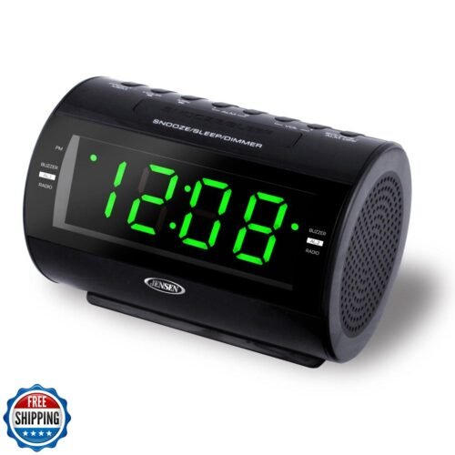 JENSEN JCR-210 AM/FM Digital Dual Alarm Clock Radio with Nature Sounds