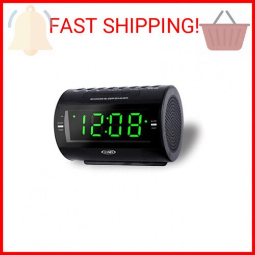 JENSEN JCR-210 AM/FM Digital Dual Alarm Clock Radio with Nature Sounds