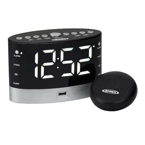 JENSEN JCR-255 AM/FM Dual Alarm Clock Radio w/Wireless