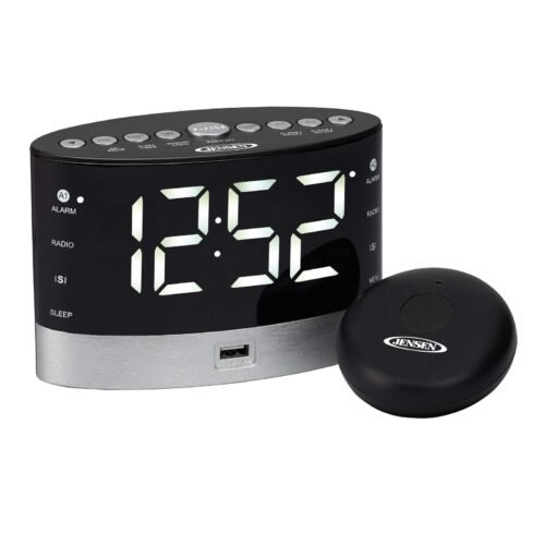 JENSEN JCR-255 JCR-255 .6-Watt AM/FM Dual-Alarm Digital Clock Radio with Unde...