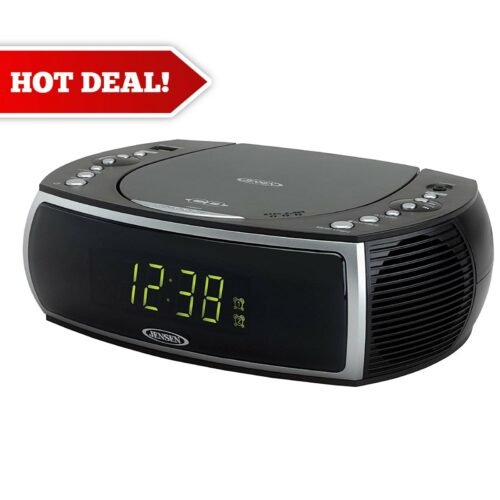 Jensen JCR-322 Modern Home CD Tabletop AM/FM Radio CD Player Dual Alarm Clock