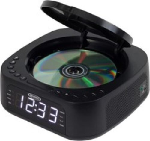 JENSEN JCR-375 Stereo Digital Dual-Alarm Clock with Top-Loading CD Black