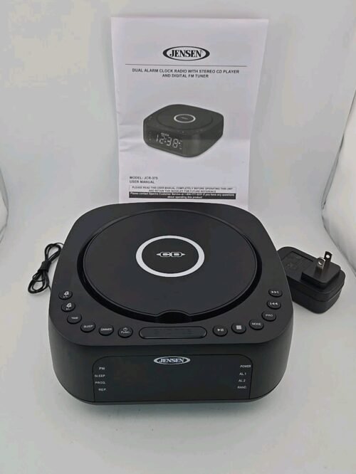JENSEN JCR-375 Stereo Digital Dual-Alarm Clock with Top-Loading CD Player, FM