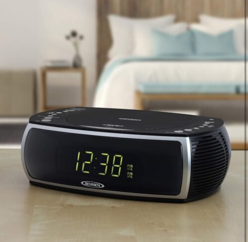 Jensen JCR322 Modern Home CD Tabletop Stereo Clock Digital AM/FM Radio CD Player