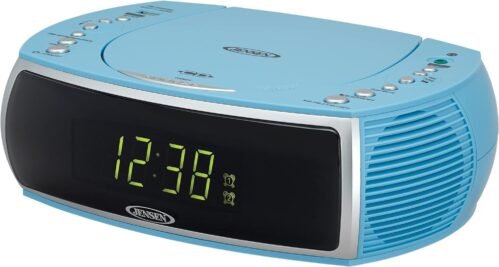 Jensen Sky Blue Modern Home CD Tabletop Stereo Clock Digital AM/FM Radio
