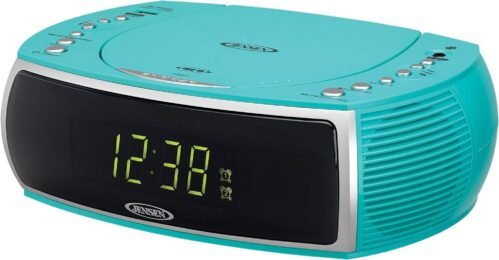 Jensen Turquoise Modern Home CD Tabletop Stereo Clock Digital AM/FM Radio