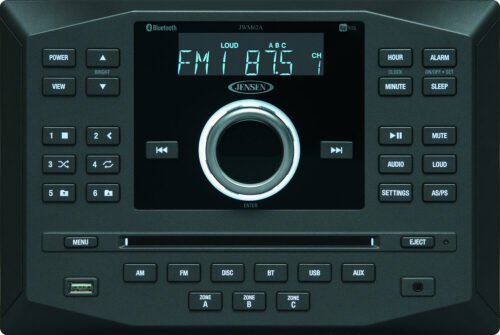 Jensen Wallmount Bluetooth RV Stereo JWM62A with App Control, DVD|CD|USB|AUX|RCA