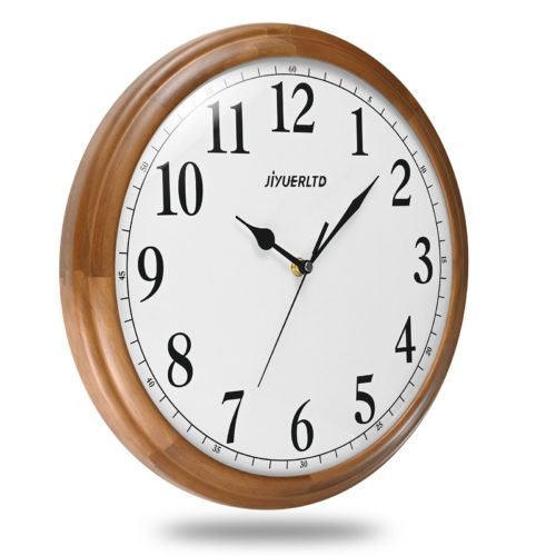 JIYUERLTD 14" Wall Clock,Wooden Silent Retro Clock,Large Decorative Clocks