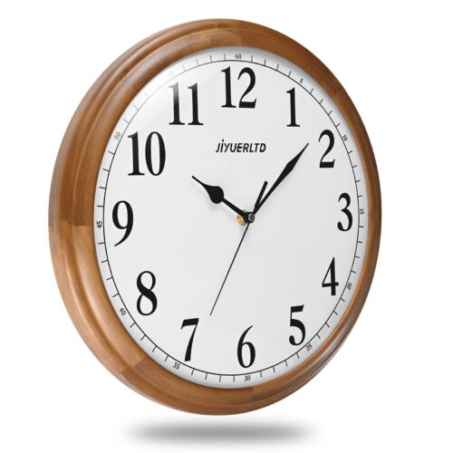 JIYUERLTD 14" Wall Clock,Wooden Silent Retro Clock,Large Decorative Clocks