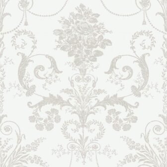 Josette Dove Grey and White Unpasted Removable Wallpaper Sample
