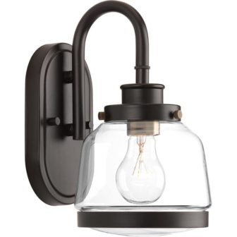 Judson Collection 1-Light Antique Bronze Clear Glass Farmhouse Bath Vanity Light