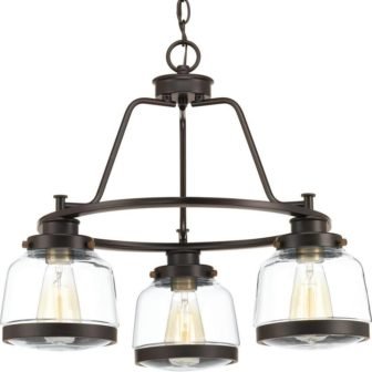 Judson Collection 3-Light Antique Bronze Clear Glass Farmhouse Chandelier Light