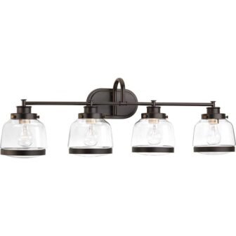 Judson Collection 35-3/4 in. 4-Light Antique Bronze Clear Glass Farmhouse Bathroom Vanity...