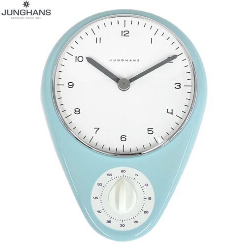JUNGHANS Kitchen Wall Clock Max Bill Quartz White Dial Light Blue Case