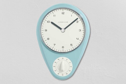 JUNGHANS Kitchen Wall Clock Max Bill Quartz White Dial Light Blue Case