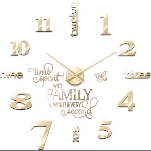 Junkin 3D Large Frameless DIY Wall ClockModern Decor Family Quote Wall Sticke...