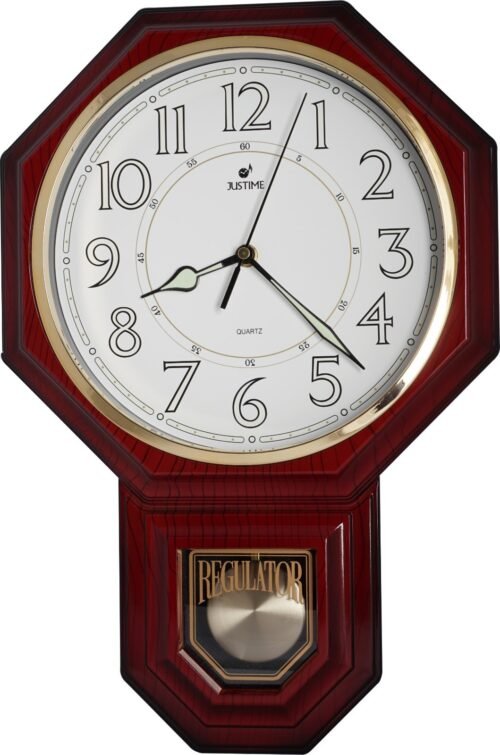 JUSTIME Luminous Regulator Pendulum Wall Clock Schoolhouse Westminster Chime