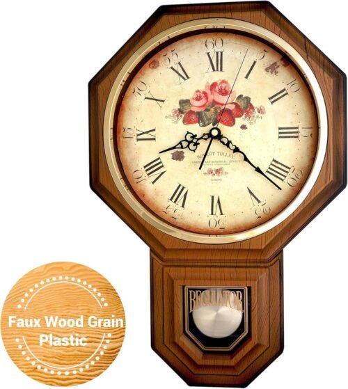 JUSTIME Regulator Pendulum Wall Clock Schoolhouse Westminster Chiming -PP-F