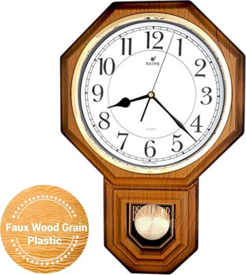 JUSTIME Regulator Pendulum Wall Clock Schoolhouse Westminster Chiming -PP-W